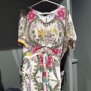 Silk dress with beautiful pattern and cut
